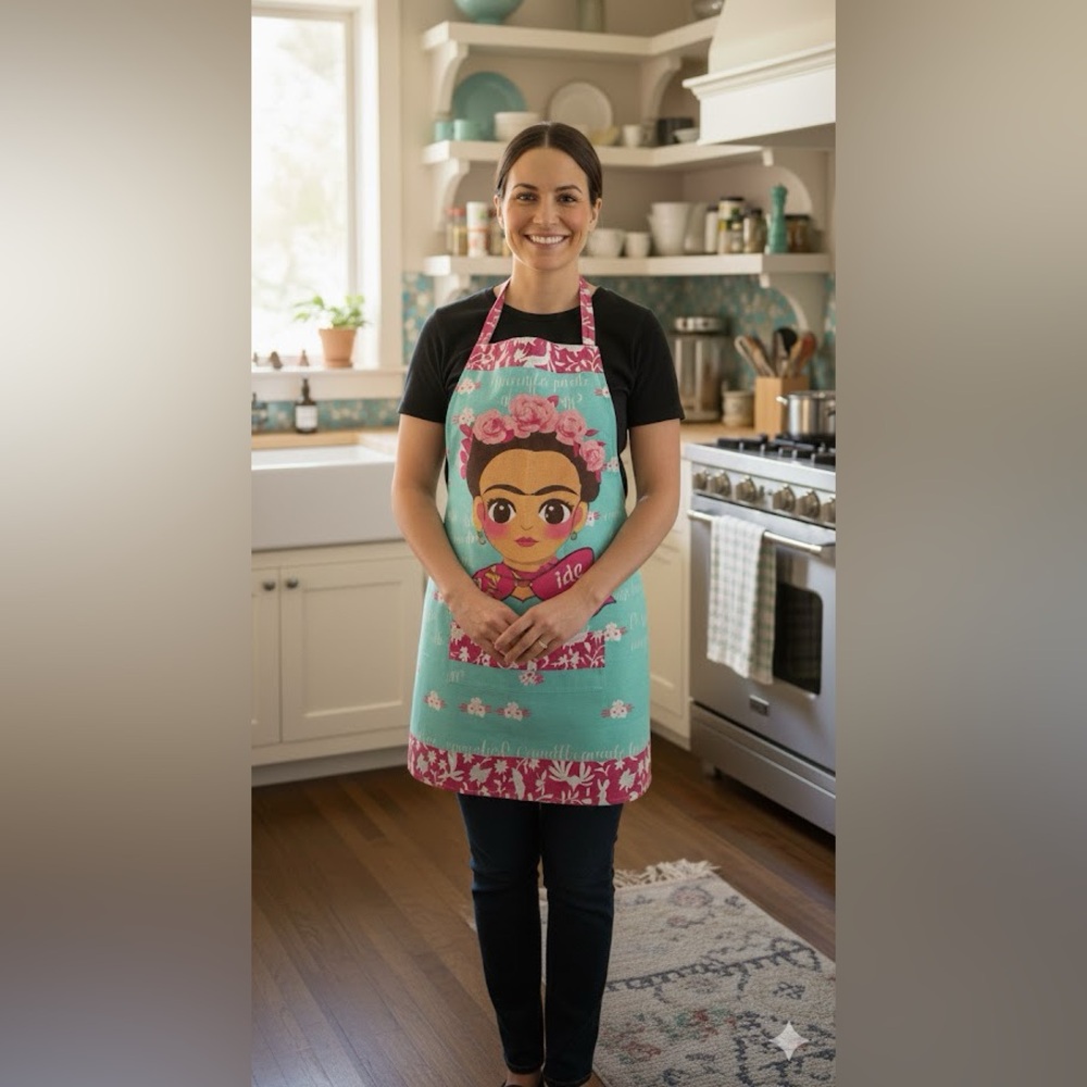 Frida Khalo Kitchen Apron Fridita Mandil Playful handmade *Adult Pockets garment